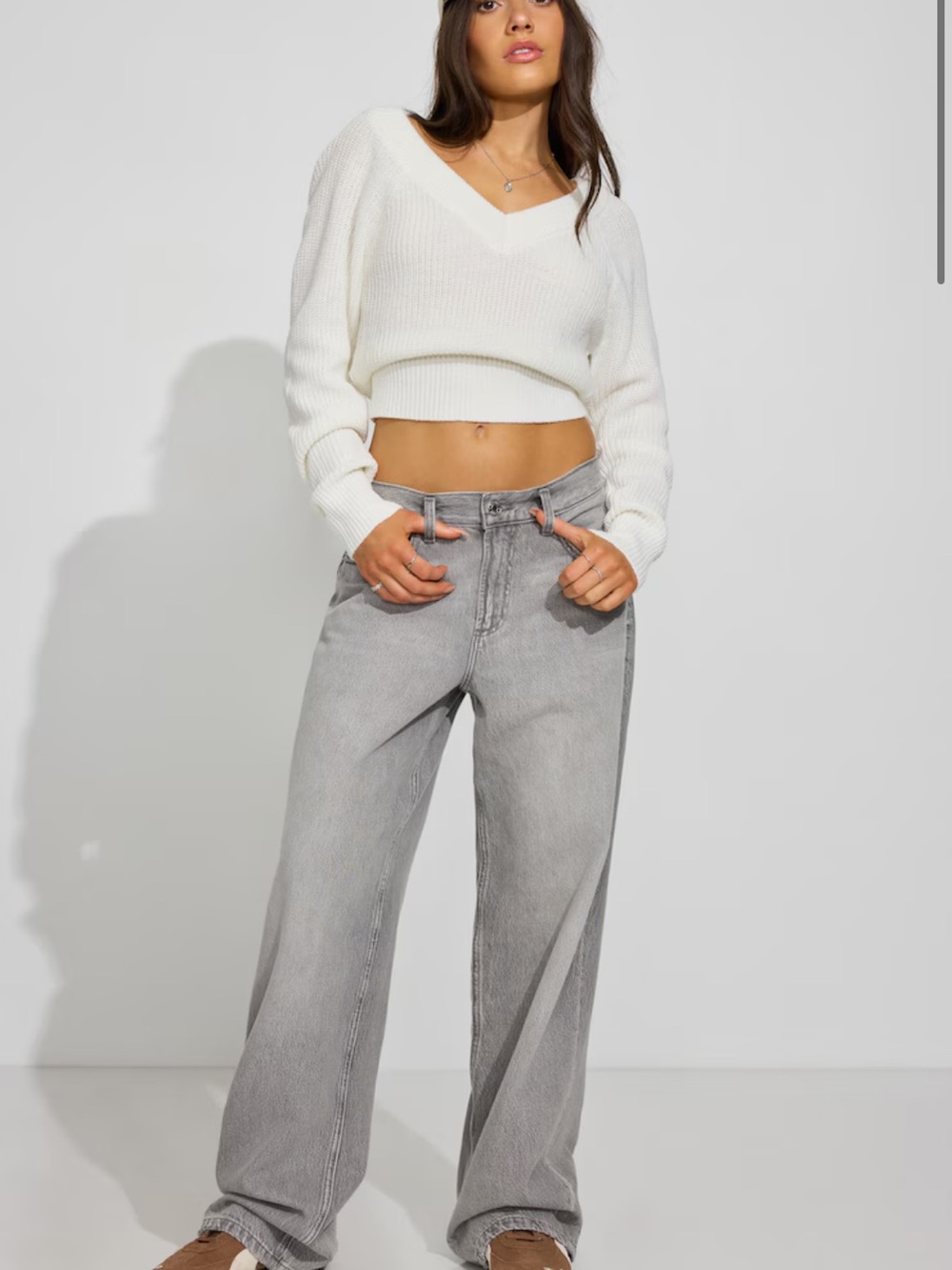 Garage Gray Wide Leg Jeans - Relaxed High-Rise Style